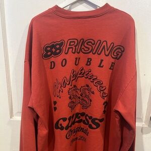 88rising Guess Double Happiness Dragon Logo Graphic Red Pullover Sz XXL USA Made